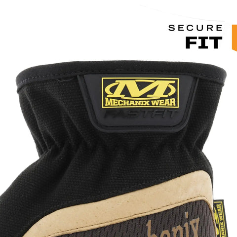 Close-up of Fastfit Leather Work Gloves That Keep Your Hands Safe And Grippy For Tough Jobs, showing secure wrist fit detail.