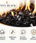 Onyx Black Fire Glass Rocks Half Inch High Luster Reflective Tempered Glass for Fire Pits and Fireplaces Indoors or Outdoors