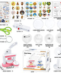 Make Awesome Button Maker Machine Kit Creates 55 Mm And 35 Mm Badges With Sturdy Metal Pressing Mechanism Includes Thirty Six Buttons Six Magnets Six Keychains Plus Cutter Scissors Portable Chill DIY Fun For The Squad At Home Or On The Road.