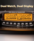 Close-up of Dual Band Mobile Radio Transceiver With 50W High Power For UHF And VHF Amateur Ham Radio, dual display active