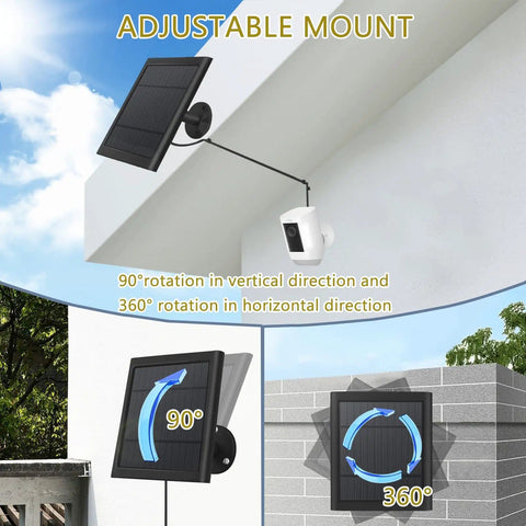 Durable Solar Panel For Security Cameras Keeps Spotlight Cam Plus Pro Battery And Stick Up Cam Pro Wireless with 10ft cable