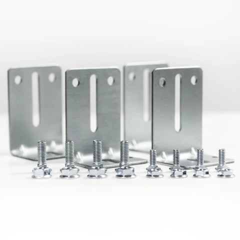 4 Pack J6 Garage Door Track Bracket Set With L Shape Wall Mounts Durable Galvanized Steel Hardware Kit Includes 8 Bolts And 8 Nuts For Reliable Track Support Replacement Or Repair.