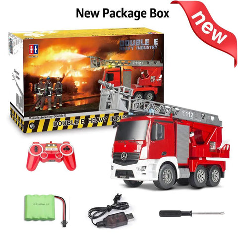 Benz Licensed Remote Control Fire Truck Toy With Realistic Alarm Lights, Working Water Pump And Rotating Rescue Ladder, box and accessories
