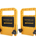 Two Adjustable Woodworking Featherboard Jigs, six inch ABS safety clamping tools with non-slip holders, ideal for router tables.