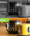 6 Pack Appliance Cord Organizer Set Upgraded Stick On Cord Wrap Holder with nano tape for kitchen appliances before and after use.