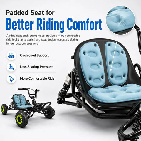 63cc Gas Off Road Go Kart For Kids Teens And Adults With High Handlebar For Extra Legroom Padded Seat Throttle Limiter