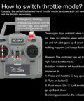 Remote controller for 315mm UH 1 RC Helicopter with throttle mode instructions on screen