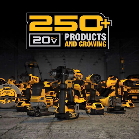 Diverse 20V Max power tools collection with focus on drills, showcasing cordless versatility for multiple applications.