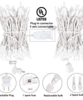 Warm White 50 Count Mini Christmas Lights On White Wire For Indoor Outdoor Decor 10ft bundle with plug and spare parts