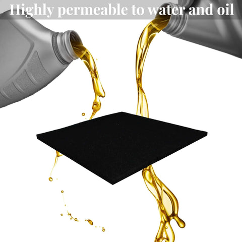 22 Inch Square No Splatter Oil Change Pad for cars, anti splash drain mat with oil pouring over, keeping floors dry during oil changes