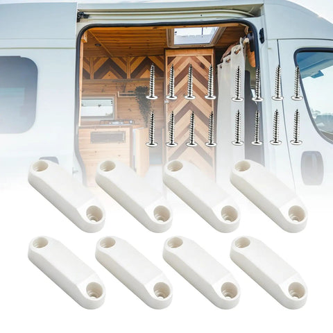 Low-Profile Magnetic Door Catch and Drawer Latch Kit, 4 Pairs, Black Cabinet Hardware for Campers and RVs, screws and van interior