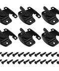 Black Table Leaf Latch Lock Hardware Kit With Mounting Screws For Folding Dining Tables, six black iron latches with screws.
