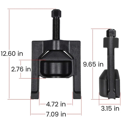Heavy Duty U Joint Puller For 1.5 To 2.2 Inch Bearing Cups, front view with dimensions, for Class 6 8 truck and machinery use
