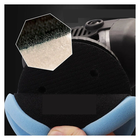 Close-up of Heavy Duty Wool Sponge Pad for No Sweat 5 Inch Dual Action Polisher Buffer With Variable Speed Control.