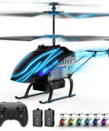 Kid Friendly RC Helicopter With Dual Batteries For Up To 30 Minute Flight, 7 LED Light Modes Plus Demo Mode, Altitude Hold, Easy To Fly Remote