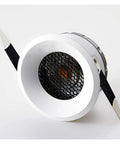 Ceiling Spot Lights LED Downlight Recessed Dimmable For Indoor Lighting, circular white fixture with black mesh.