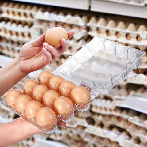Clear Plastic Egg Cartons Bulk 200 Pack 3x4 Grid Stackable Trays For Farm Market And Home Use See Through Design Keeps Eggs Secure And Easy To See In Fridge