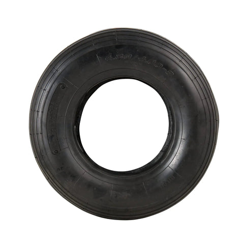 4.80/4.00-8 Inch Ribbed Tread Pneumatic Tire with Inner Tube Set for 8 Inch Wheel Rims, Front View