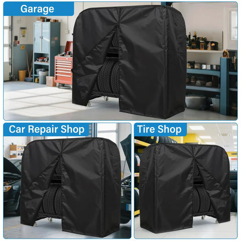 Ultimate Garage Game Changer Heavy Duty Tire Storage Rack Comes With Anti Dust Cover To Stash Your Car Or Motorcycle Rubber Securely Stores Up To Four Wheels At 44 Inches Keeps Garage Tidy And Protects From Dirt