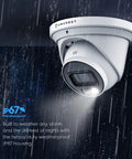 2 Pack 4K AI PoE Outdoor Turret Camera System With Built In Mic, Night Color Night Vision, Human And Vehicle Detection in rain