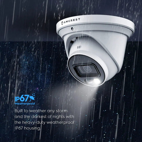 2 Pack 4K AI PoE Outdoor Turret Camera System With Built In Mic, Night Color Night Vision, Human And Vehicle Detection in rain