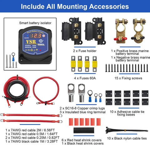 Dual Battery Isolator Kit 12V 140A VSR Voltage Sensitive Relay For UTV Marine Car RV Boat Truck Trailer ATV Camper Moto Not For Lithium Batteries with mounting accessories