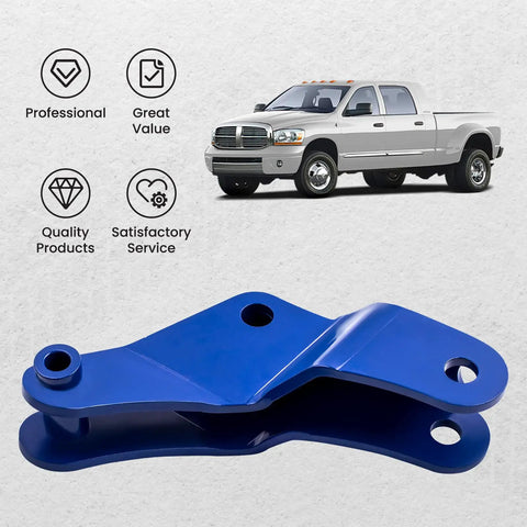 Track Bar Bracket for Dodge Ram 2500 3500 4x4 2003-2008 With 2.5 to 6 Inch Lift Panhard Bar Drop Relocation Kit to Improve Steering, Driveline Geometry, Stability and Handling on lifted trucks. Blue steel bracket for lifted Ram 2500 3500 4x4
