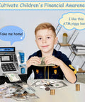 Child playing with Kids ATM Piggy Bank With Debit Card And PIN Digital Coin Counter And Bill Feeder Educational Savings Toy for boys and girls ages 3 to 12.