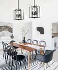 Dining room with two Industrial Rustic Pendant Light Chandeliers With Five Lights, Adjustable Height E12 Vintage Hanging Fixtures