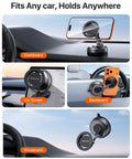 MagSafe Car Mount With Ultra Strong Vacuum Suction Base And 360 Degree Rotating Dashboard And Windshield Holder For All Smartphones