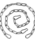 Two Pack Stainless Steel Gate Chain Lock For Outdoor Fences With Carabiner 24 Inch 5/32 Inch Links displayed coiled with carabiners