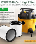2 Pack DXVC6910 Cartridge Filter Replacement For 6 To 16 Gallon Wet Dry Vacuums Compatible With DXV06P DXV09P DXV10P shown