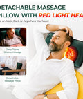Man using detachable massage pillow with red light heat, part of the Ultimate Full Body Massage Mat With Heat And Detachable Neck Massager