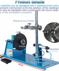 Smooth Operator Rotary Welding Positioner Turntable with welding gun holder and mechanical valve for precise welding tasks.