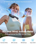 Two women using All Day Chill Portable Neck Fan With 14 Hour Battery, 360 Degree Cooling From 4 Turbo Fans, outdoors
