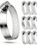 Heavy Duty Stainless Steel Hose Clamps 10 Pack, Adjustable 1-1/2 To 2-1/2 Inch Worm Gear Clamps For Pipe Tubing Dryer Repair And Fuel Lines, 304 Stainless