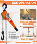 Heavy Duty 3300 Lbs Lever Chain Hoist With 20 Ft Manual Ratchet Chain Puller And Two Hooks for lifting engines and heavy goods