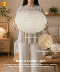 20 Inch Natural Linen Plug In Pendant Light With 16 Foot Cord And E26 Socket Renter Friendly No Sweat Setup in cozy living room.