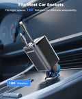 Retractable Car Charger 99W Dual Extendable Cables USB C Fast Charge For iPhone 17 16 15 14 13 12 And Samsung in car socket