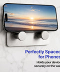 Heavy Duty Double Adhesive Wall Hooks Peel and Stick Towel Hook Satin Finish holding phone on wall mount