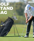 Lightweight 14 Way Golf Stand Bag With Dual Straps, Full Length Dividers, Multiple Pockets, Ball Holder, And Rain Cover on course