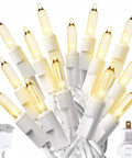 Ultra Bright White Christmas Lights 100-Count, 20 Ft Clear Wire String Lights, incandescent bulbs close-up view.