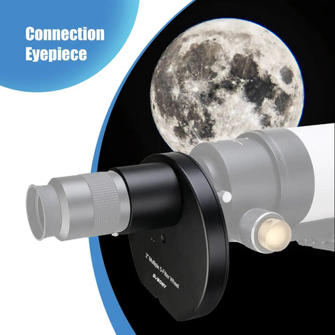 Connection of eyepiece showing Five Position Telescope Filter Wheel For 2 Inch Eyepieces With Adapter And Lock Ring And Camera Compatibility