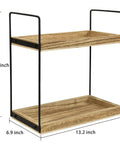 Two Tier Bathroom Organizer For Countertop And Vanity, Wooden Double Tray Shelf For Kitchen Spices and Everyday Stuff