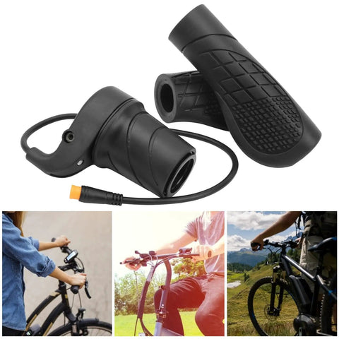 Rubber Half Throttle Grip For Modified Part Joint With Beefy Aluminum Alloy Mount Fits 12V Through 72V Ebikes And Fat Tire Bikes Instrument Adapter Voltage Easy Install Secure Removal Durable Build