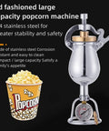 Old School Hand Crank Popcorn Cannon With Precision Pressure Gauge And Base, 1000ml Capacity, Vintage Style Popcorn Maker