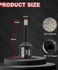 DT-DIATOOL diamond core drill bit, vacuum brazed hole saw, 6–10 mm, 5/8-11 thread for porcelain tile and stone.