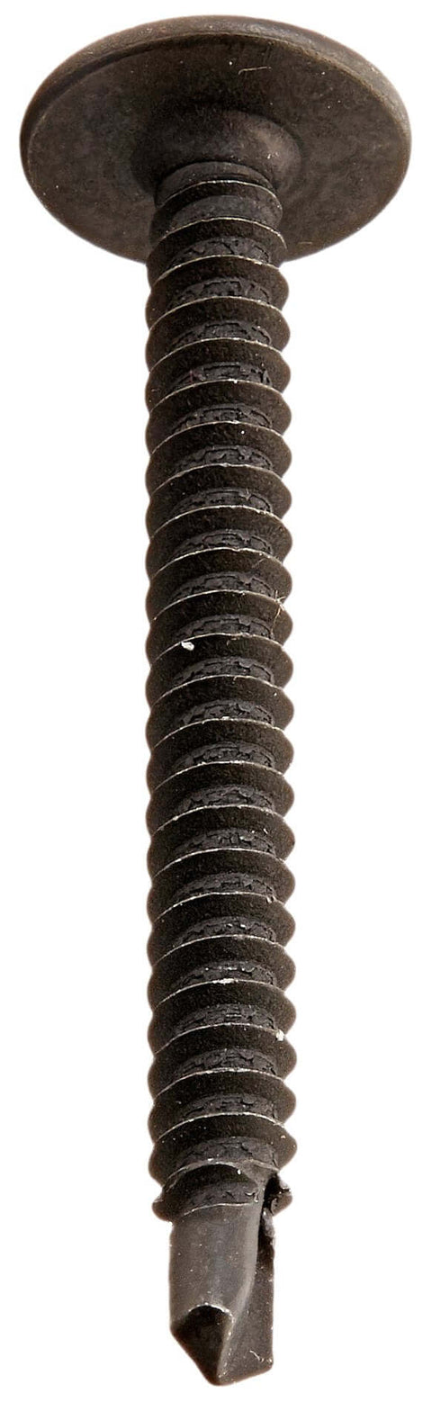 Heavy Duty Steel Self-Drilling Screw With Black Phosphate Finish, Modified Truss Head For Extra Wide Low Profile Washer, Phillips Drive, Point Size Two