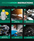 Installation instructions for Performance Auxiliary Water Pump 11518635089 with images of steps and pump.