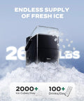 Countertop Ice Maker With Spring Loaded Expanding Ice Basket Holds 2.5L Of Ice And Up To 9 Cups Delivers 9 Cubes In About Six Minutes Two Ice Sizes Self Cleaning With LED Touch Control For Home Kitchen Or Office On Demand Ice creating over 2000 ice cubes daily with 26 lbs capacity